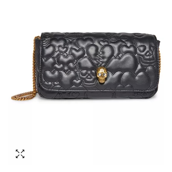 Betsey Johnson Handbags - NWOT Betsey Johnson Black and Gold Quilted Clutch with Chain